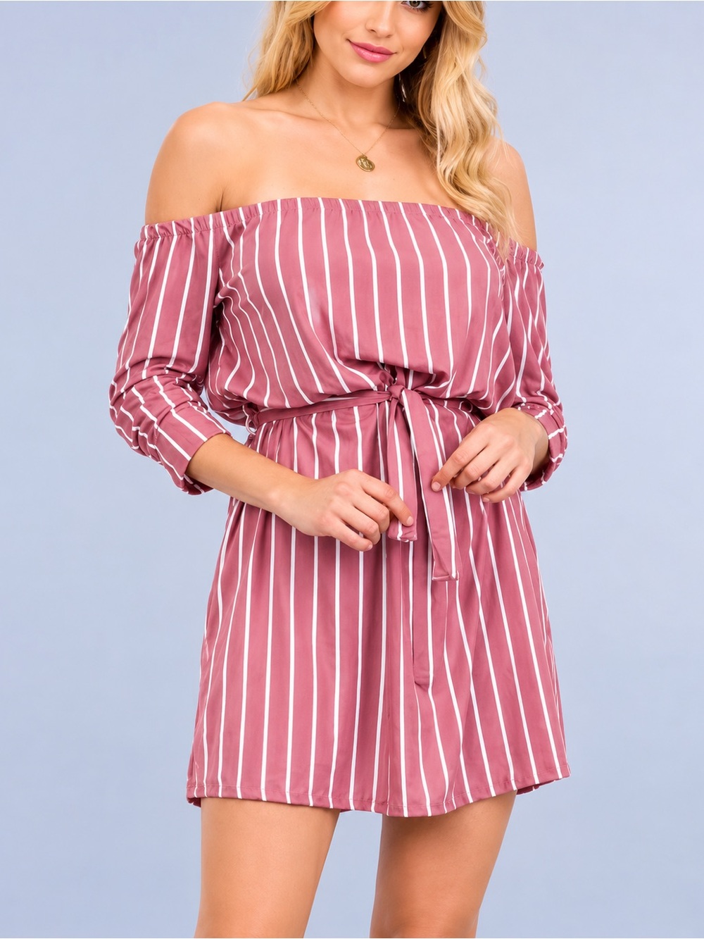 Off Shoulder Stripe Dress